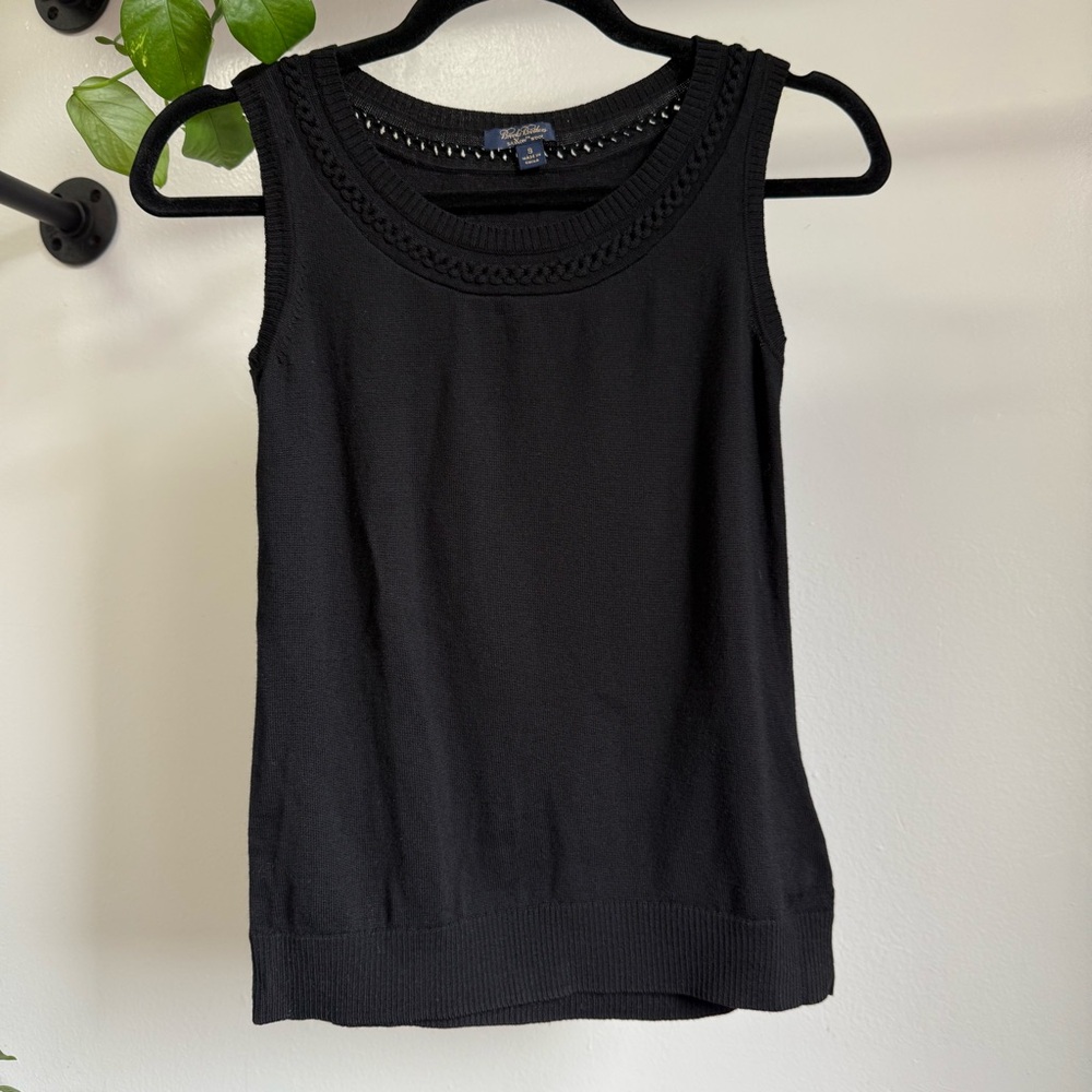 Brooks Brothers 100% Saxxon Wool Black Sleeveless Tank Top Small